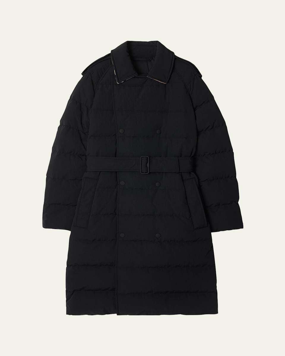 Belted Double-Breasted Down Trench Coat
